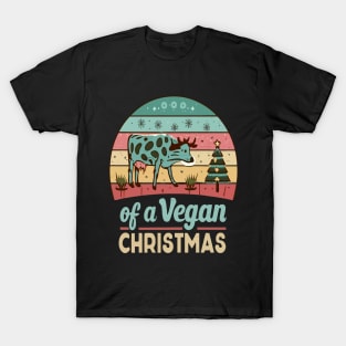 Cute Cow I'm Dreaming of a Vegan Christmas Funny Men Women T-Shirt